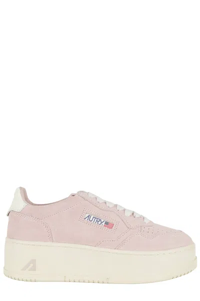 Autry White Platform Low Sneaker In Neutral