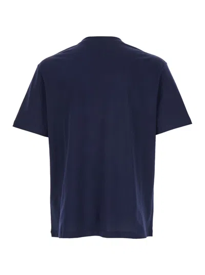 Balmain Blue Crewneck T-shirt With Logo Lettering Print On The Front