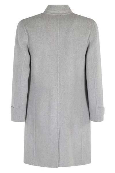 Eleventy Herringbone Wool And Cashmere-blend Overcoat In Gray