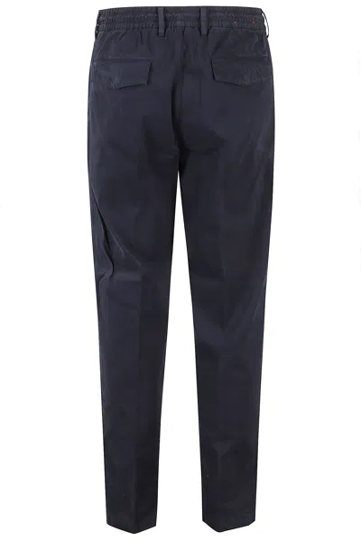 Eleventy Pleated Drawstring Tapered Trousers In Blue