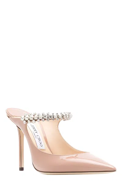 Jimmy Choo 100mm Bing Patent Leather Mules In Neutral