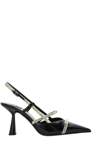 Jimmy Choo Leather Camila Pumps Glossy Finish In Black