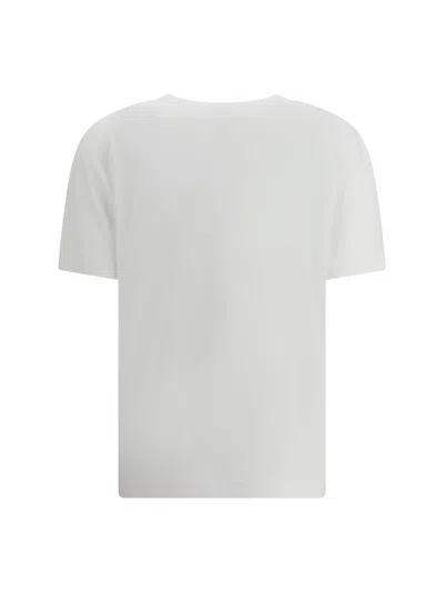 Dolce & Gabbana White Crewneck T-shirt With Logo Embroidery With Crystals On The Front In Cotton Woman