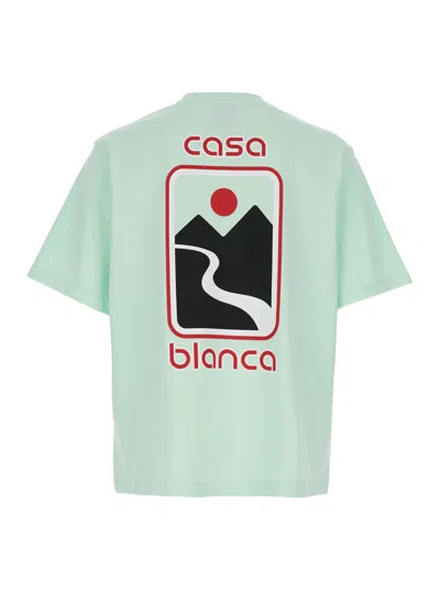 Casablanca Oversize Graphic Print Sunset Valley T-shirt In Green