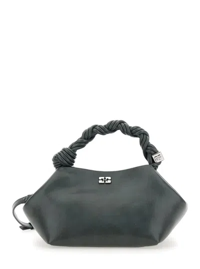 Ganni Bou Grey Handbag With Adjustable And Removable Shoulder Strap In Leather Woman In Black