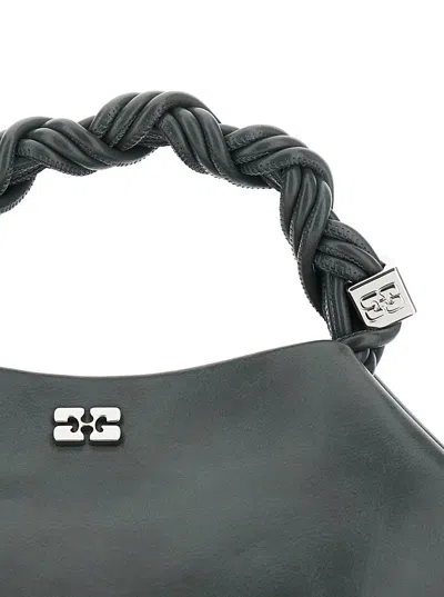 Ganni Bou Grey Handbag With Adjustable And Removable Shoulder Strap In Leather Woman In Black