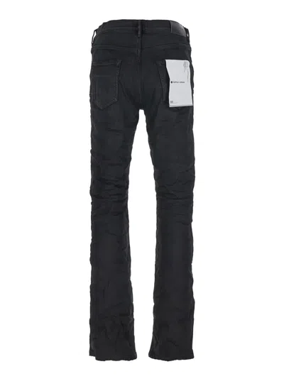 Purple Brand Black Jeans With Flare Leg And Logo Patch On The Rear In Denim Man