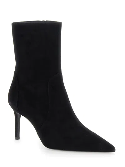 Stuart Weitzman Black Ankle Boots With Stiletto Heel And Zip Closure On The Side In Suede Woman