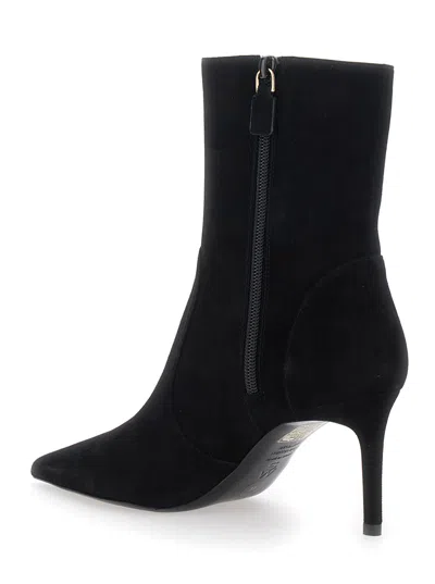 Stuart Weitzman Black Ankle Boots With Stiletto Heel And Zip Closure On The Side In Suede Woman