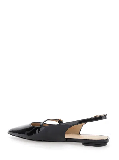 Stuart Weitzman Emilia Patent Mary Jane Slingback Ballerina Flats In Black