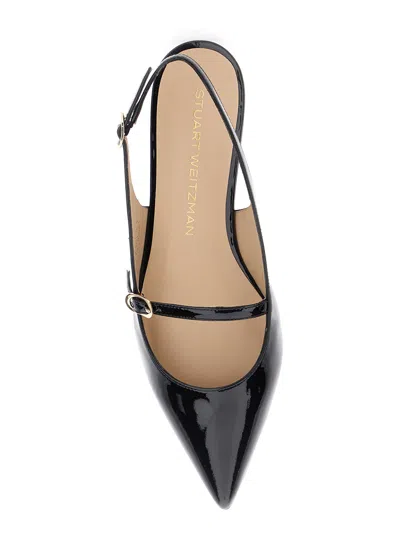 Stuart Weitzman Emilia Patent Mary Jane Slingback Ballerina Flats In Black