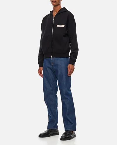 Jacquemus Le Hoodie Zip Gros Hooded Cotton Sweatshirt In Black