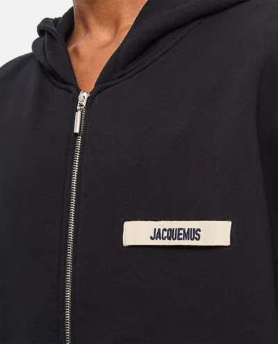 Jacquemus Le Hoodie Zip Gros Hooded Cotton Sweatshirt In Black