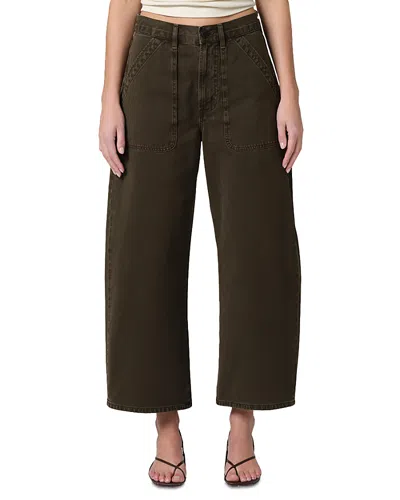 Citizen Of Humanity Citizens Of Humanity Ayla High Waist Crop Wide Leg Twill Utility Pants In Black