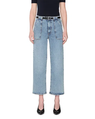 Frame The Modern Pocket Wide Leg Jeans In Charge In Blue