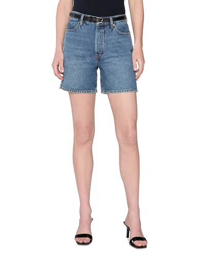 Frame The Timeless High Waist Mid Thigh Denim Shorts In September
