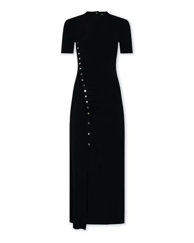 Rabanne Side Snap Ruched Asymmetric Minidress In Black