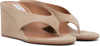 Alaïa Cube 75 Woven Wedge Thong Sandals In Multi