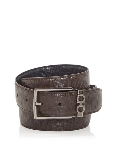 Ferragamo Reversible And Adjustable Gancini Belt In Brown