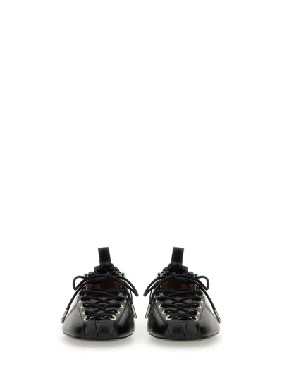Ganni Lace Up Ballerina | In Black
