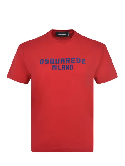 Dsquared2 Logo Printed Crewneck T-shirt In Red