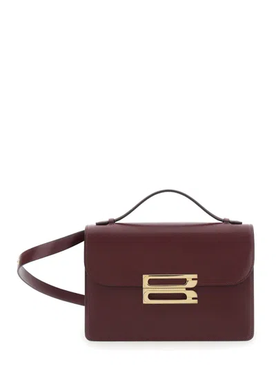 Victoria Beckham Dorian Bordeaux Shoulder Bag With Adjustable And Removable Shoulder Strap And Logo Plaque On The Fro In Burgundy