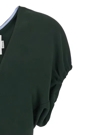 Victoria Beckham Dark Green Midi Dress In Satin