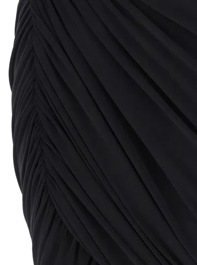 Norma Kamali Black One-shoulder Dress With Asymmetric Neckline And All-over Ruches