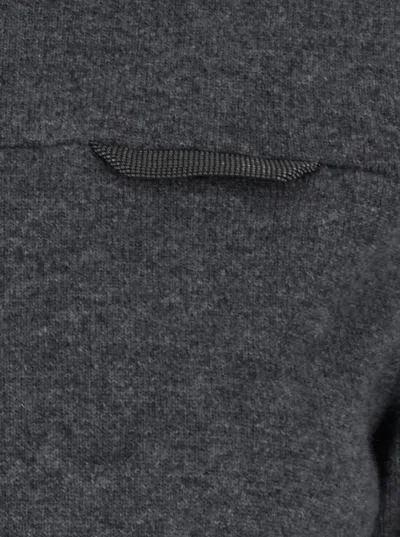 Brunello Cucinelli Grey Sweater With Mock Neck And Monil Detail On The Front