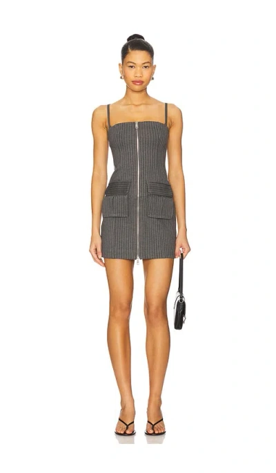 Good American Womens Soft Stretch Ponte Pinstripe Stretch-woven Mini Dress Suiting Pinstripe001 In Gray