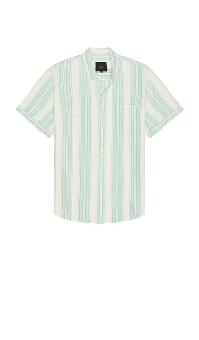 Rails Carson Stripe Short Sleeve Stretch Linen Blend Button-up Shirt In Multi