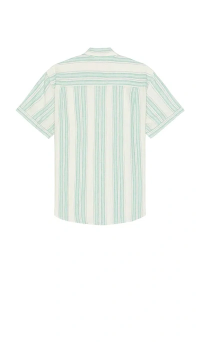 Rails Carson Stripe Short Sleeve Stretch Linen Blend Button-up Shirt In Multi