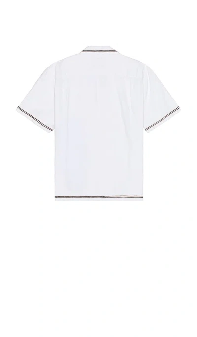 Rails Gibson Palm Tree Embroidered Short Sleeve Linen Blend Button-up Shirt In White