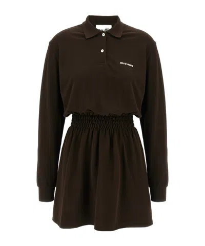 Miu Miu Long-sleeve Mini Polo Shirtdress