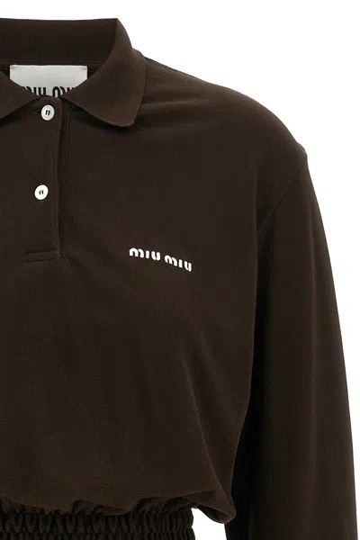 Miu Miu Long-sleeve Mini Polo Shirtdress