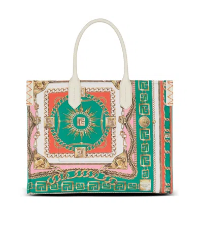 Balmain B-army Medium Tote Bag In Printed Canvas