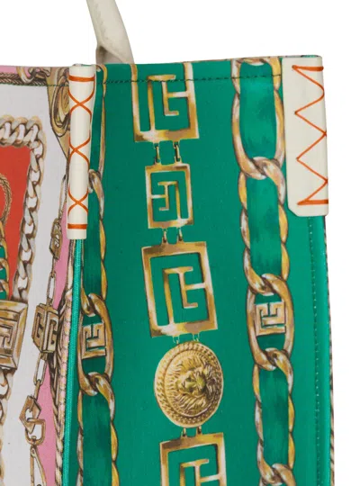 Balmain B-army Medium Tote Bag In Printed Canvas