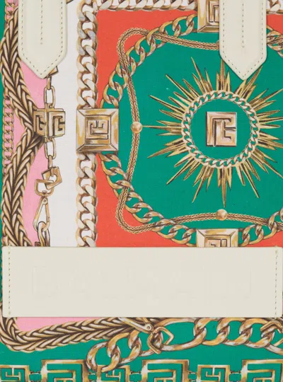 Balmain B-army Medium Tote Bag In Printed Canvas