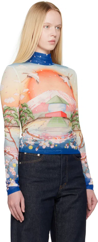 Casablanca "tennis Club" Mesh Top In Multi