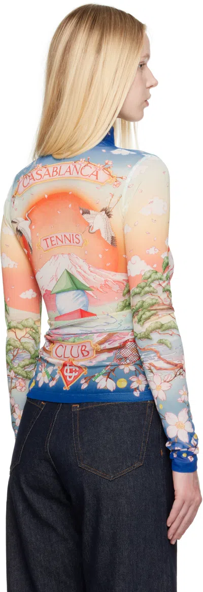 Casablanca "tennis Club" Mesh Top In Multi