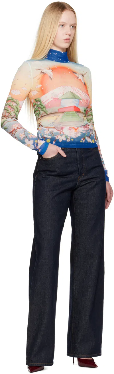 Casablanca "tennis Club" Mesh Top In Multi