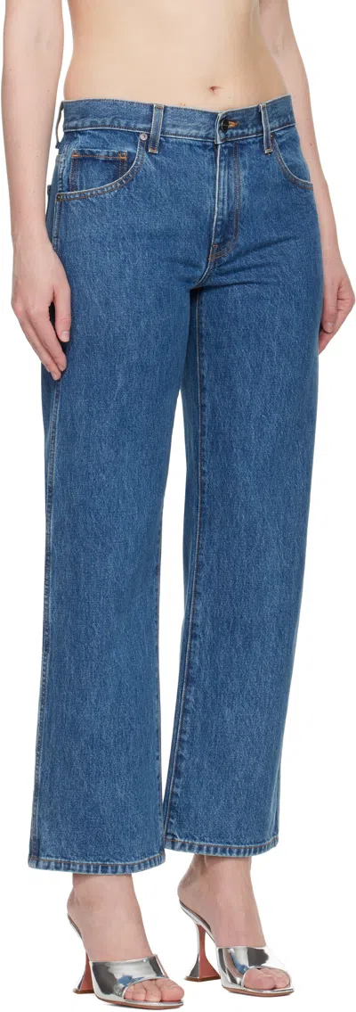 Khaite Abigail High Rise Straight Jeans In Blue