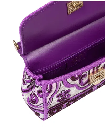 Dolce & Gabbana Small Sicily Leather Handbag In Purple