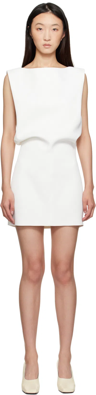 Khaite Toma Bonded Crepe Minidress In White