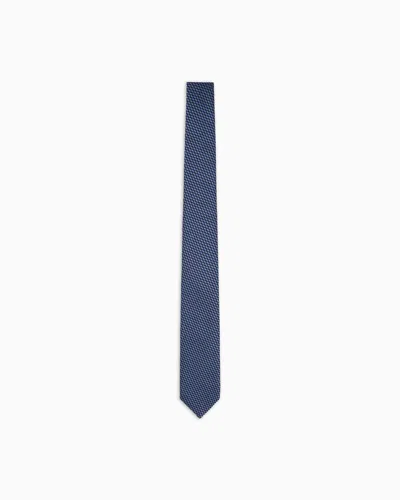 Giorgio Armani Jacquard Silk Tie In Blue