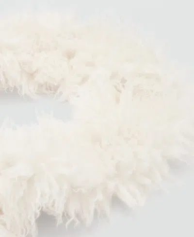 Mango Faux Fur Scarf In White