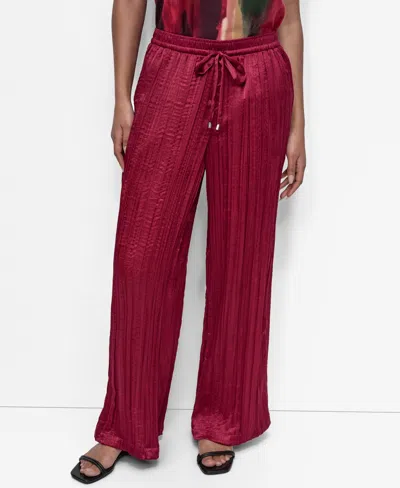 Dkny Crushed Drawstring Wide Leg Pants In Red
