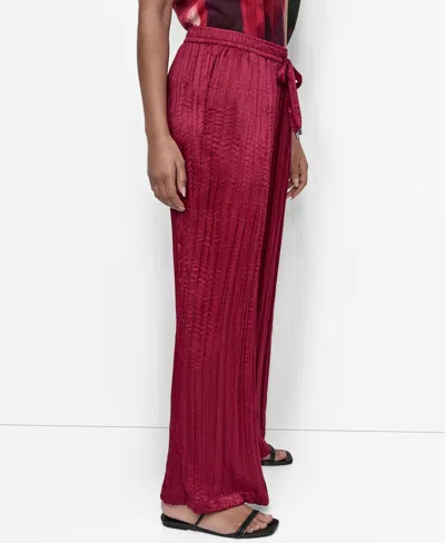 Dkny Crushed Drawstring Wide Leg Pants In Red