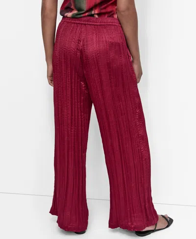 Dkny Crushed Drawstring Wide Leg Pants In Red