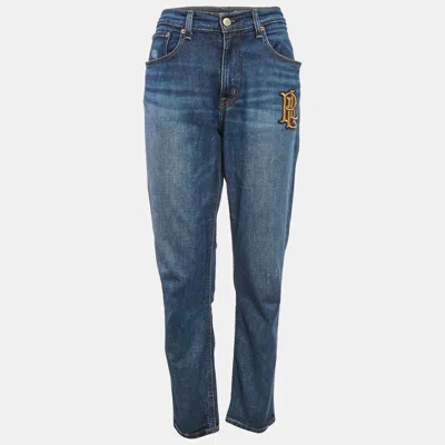 Pre-owned Ralph Lauren Blue Logo Embroidery Denim Jeans M Waist 33"